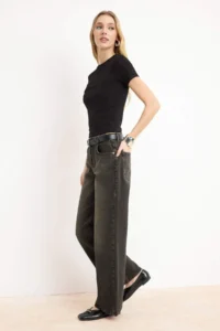 TRENDYOLMİLLA Brown High Waist Wide Leg Wide Leg 100% Cotton Non-Stretch jeans - Image 2