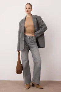 TRENDYOLMİLLA Gray  High Waist Wide Leg jeans