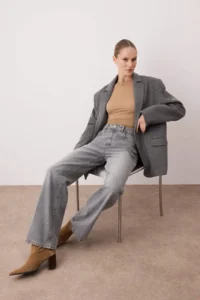 TRENDYOLMİLLA Gray  High Waist Wide Leg jeans - Image 2
