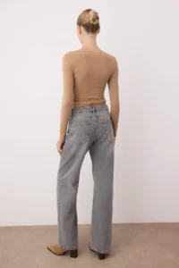 TRENDYOLMİLLA Gray  High Waist Wide Leg jeans - Image 4