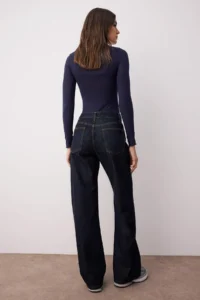 TRENDYOLMİLLA Dark Blue High Waist Wide Leg Wide Leg 100% Cotton Non-Stretch jeans - Image 4