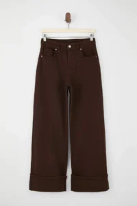 TRENDYOLMİLLA Brown Hem folded High Waist Wide Leg/Wide Leg jeans - Image 5