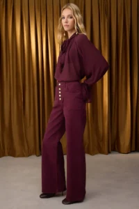 TRENDYOLMİLLA Special Collection Burgundy Button Detailed High Waist Wide Leg comfort/Flexible jeans - Image 2