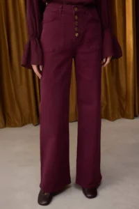 TRENDYOLMİLLA Special Collection Burgundy Button Detailed High Waist Wide Leg comfort/Flexible jeans - Image 4