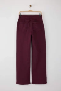 TRENDYOLMİLLA Special Collection Burgundy Button Detailed High Waist Wide Leg comfort/Flexible jeans - Image 6