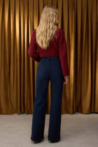 TRENDYOLMİLLA Special Collection Navy Blue Button Detailed High Waist Wide Leg comfort Flexible Comfortable jeans - Image 5