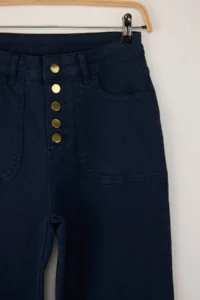 TRENDYOLMİLLA Special Collection Navy Blue Button Detailed High Waist Wide Leg comfort Flexible Comfortable jeans - Image 6