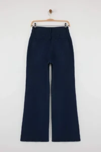 TRENDYOLMİLLA Special Collection Navy Blue Button Detailed High Waist Wide Leg comfort Flexible Comfortable jeans - Image 7