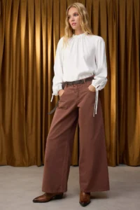 TRENDYOLMİLLA Special Collection Brown Arched Stitching Detailed Low Waist Loose Baggy jeans - Image 2