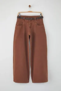 TRENDYOLMİLLA Special Collection Brown Arched Stitching Detailed Low Waist Loose Baggy jeans - Image 5
