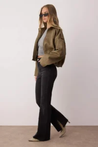 TRENDYOLMİLLA Black Slit Hem Detailed High Waist Middle Flexible Flare Smoke flared leg jeans - Image 2