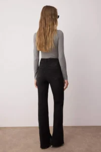 TRENDYOLMİLLA Black Slit Hem Detailed High Waist Middle Flexible Flare Smoke flared leg jeans - Image 4