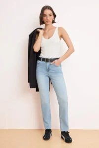 TRENDYOLMİLLA Light Blue High Waist Straight jeans