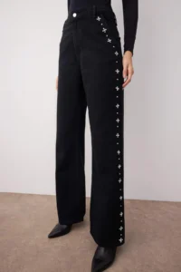 TRENDYOLMİLLA Black High Waist Stone Wide Leg jeans - Image 3