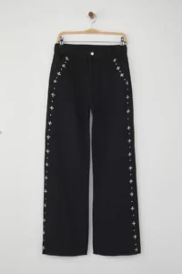TRENDYOLMİLLA Black High Waist Stone Wide Leg jeans - Image 5