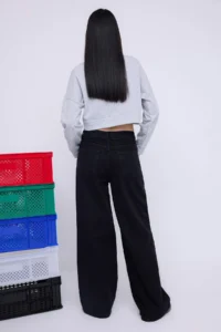 TRENDYOLMİLLA Teen Black eyelet Detailed High Waist Wide Leg jeans - Image 5
