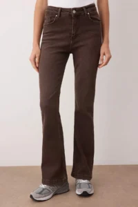 TRENDYOLMİLLA Brown High Waist Middle Flexible Flare flared leg jeans - Image 3