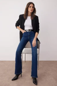 TRENDYOLMİLLA Dark Blue High Waist comfort/Flexible comfort Flare jeans - Image 2