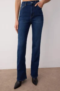 TRENDYOLMİLLA Dark Blue High Waist comfort/Flexible comfort Flare jeans - Image 3