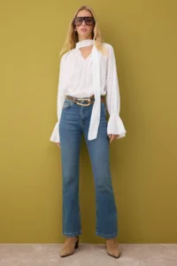 TRENDYOLMİLLA Mavi High Waist comfort/Flexible flared leg Flare jeans