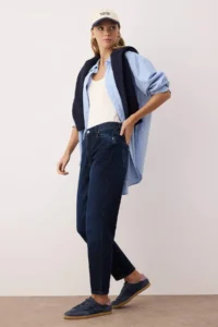 TRENDYOLMİLLA Midnight Blue High Waist NEW Mom 100% Cotton Non-Stretch jeans - Image 2