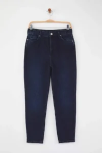 TRENDYOLMİLLA Midnight Blue High Waist NEW Mom 100% Cotton Non-Stretch jeans - Image 7
