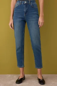 TRENDYOLMİLLA Mavi High Waist Flexible comfort Yeni Mom jeans - Image 3