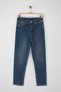 TRENDYOLMİLLA Mavi High Waist Flexible comfort Yeni Mom jeans - Image 5