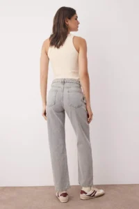 TRENDYOLMİLLA Gray High Waist Pipe Both Yeni Straight jeans - Image 4