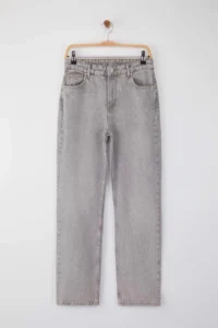 TRENDYOLMİLLA Gray High Waist Pipe Both Yeni Straight jeans - Image 5