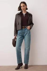 TRENDYOLMİLLA Dark Blue High Waist Pipe Both Straight Plain Kesim jeans
