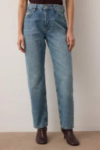 TRENDYOLMİLLA Dark Blue High Waist Pipe Both Straight Plain Kesim jeans - Image 3