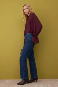 TRENDYOLMİLLA Dark Blue High Waist comfort/Flexible/Rahat Straight Plain Kesim Pipe Both jeans - Image 2