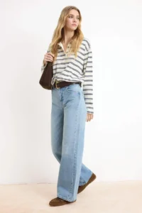 TRENDYOLMİLLA Mavi High Waist Wide Leg Wide Leg Palazzo Pants jeans