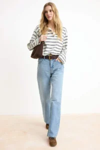 TRENDYOLMİLLA Mavi High Waist Wide Leg Wide Leg Palazzo Pants jeans - Image 2