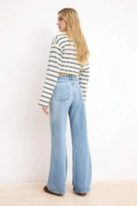 TRENDYOLMİLLA Mavi High Waist Wide Leg Wide Leg Palazzo Pants jeans - Image 4