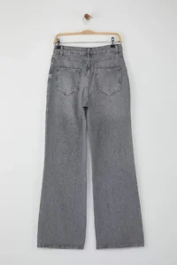 TRENDYOLMİLLA Gray High Waist Wide Leg Wide Leg Palazzo Pants 100% Cotton Non-Stretch jeans - Image 6