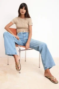 TRENDYOLMİLLA More Sustainable Light Blue High Waist Wide Leg jeans