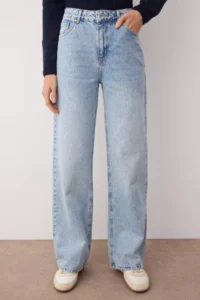 TRENDYOLMİLLA Light Blue Yüksel Waist Wide Leg Wide Leg 100% Cotton Non-Stretch jeans - Image 3