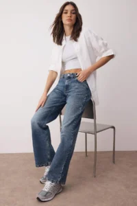 TRENDYOLMİLLA Mavi Low Waist Wide Leg Wide Leg 100% Cotton Non-Stretch jeans - Image 2