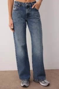 TRENDYOLMİLLA Mavi Low Waist Wide Leg Wide Leg 100% Cotton Non-Stretch jeans - Image 3