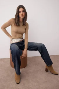 TRENDYOLMİLLA Dark Blue Regular Waist Wide Leg Wide Leg jeans - Image 3
