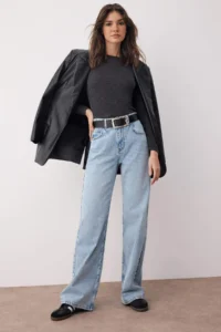 TRENDYOLMİLLA Mavi High Waist Wide Leg Wide Leg jeans