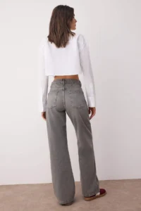TRENDYOLMİLLA Gray More Sustainable High Waist Wide Leg Wide Leg jeans - Image 4