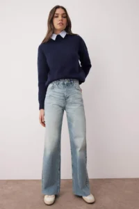 TRENDYOLMİLLA Mavi Hem Kesikli Ekstra High Waist Wide Leg Wide Leg Wide Leg jeans - Image 2