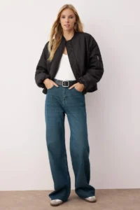 TRENDYOLMİLLA Dark Blue Hem Kesikli Ekstra High Waist Wide Leg Wide Leg jeans