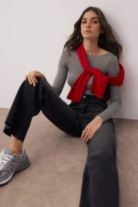TRENDYOLMİLLA Black High Waist Cutaway Wide Leg/Wide Leg Palazzo Pants comfort/Flexible Smoke jeans - Image 2