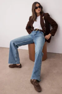 TRENDYOLMİLLA Mavi High Waist Cutaway Less Flexible Wide Leg/Wide Leg jeans - Image 2