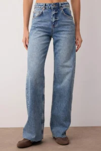 TRENDYOLMİLLA Mavi High Waist Cutaway Less Flexible Wide Leg/Wide Leg jeans - Image 4
