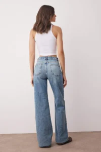 TRENDYOLMİLLA Mavi High Waist Cutaway Less Flexible Wide Leg/Wide Leg jeans - Image 5